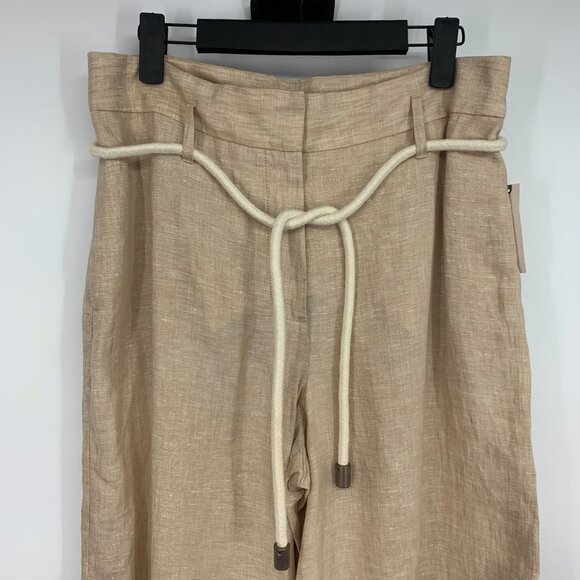 Anthropologie Elevenses Pants Split Wide Leg 100% Linen High Rise NWT - Picture 3 of 14
